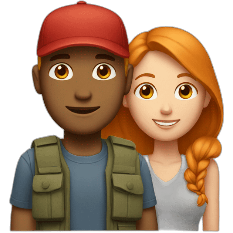 couple boy blond with cap and woman redhair emoji