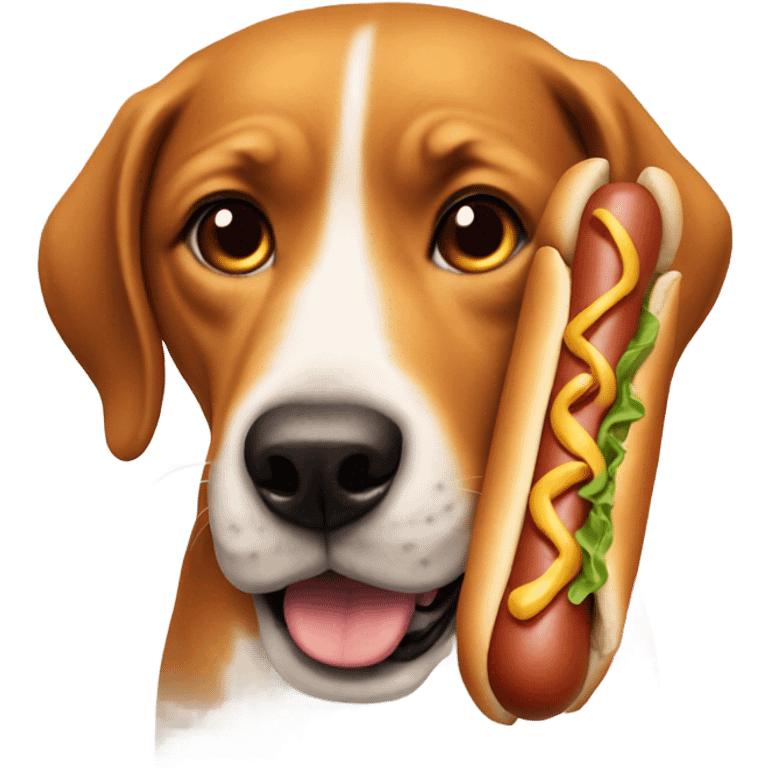 Dog with a hot dog emoji