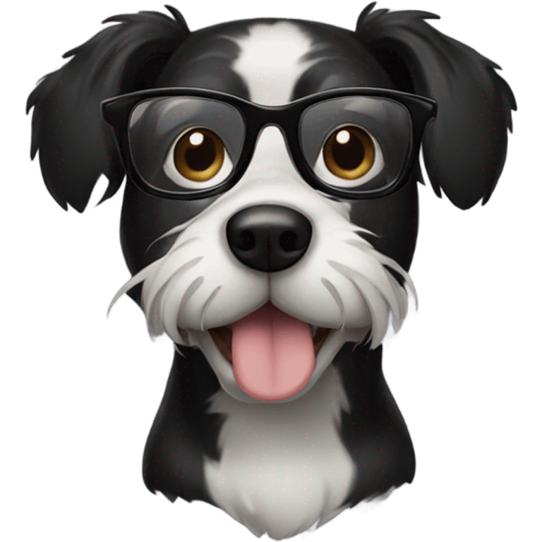 Black dog wearing glasses  emoji