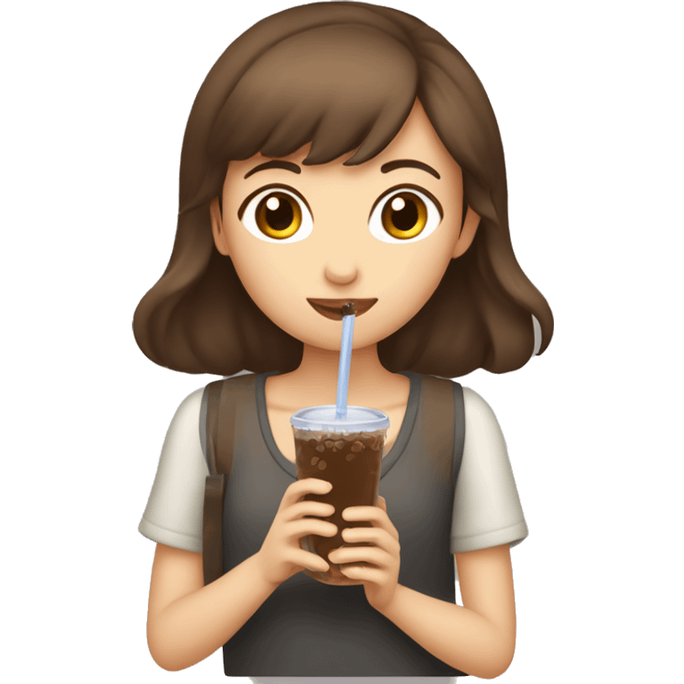 brown hair girl drinking boba  emoji