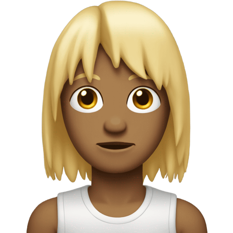 Crow wearing a blonde mullet wig emoji