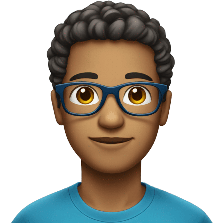 young-brazilian-man-glasses in blue t-shirt emoji