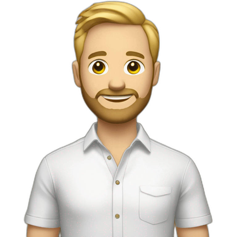 white male with small beard and very few hair holding stacks of money smart casual shirt emoji