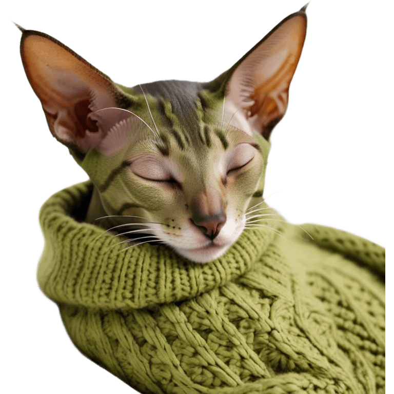 Brown oriental shorthair cat sleeping emoji