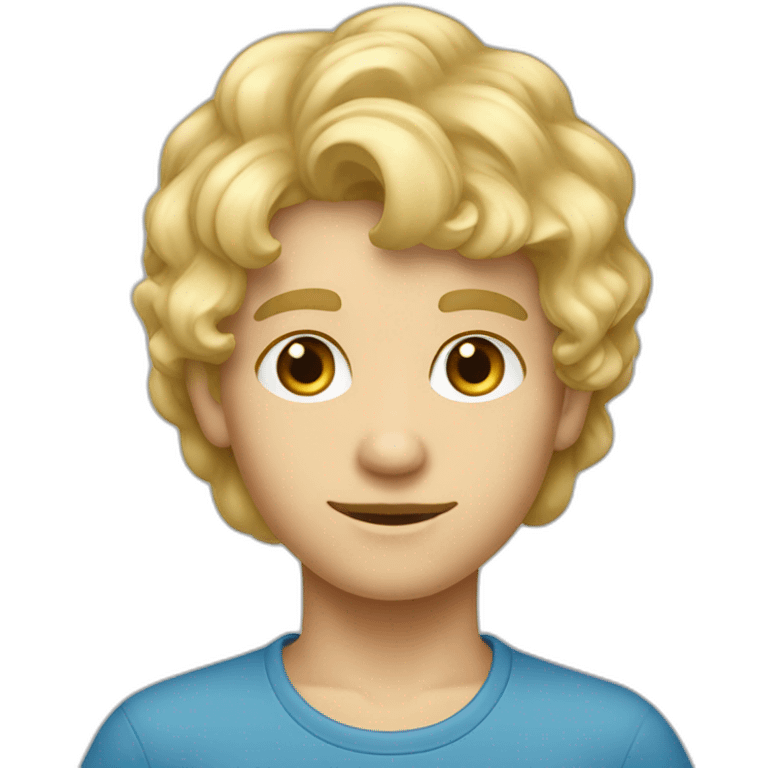 Garçon blond aux cheveux bouclé aux yeux bleu emoji