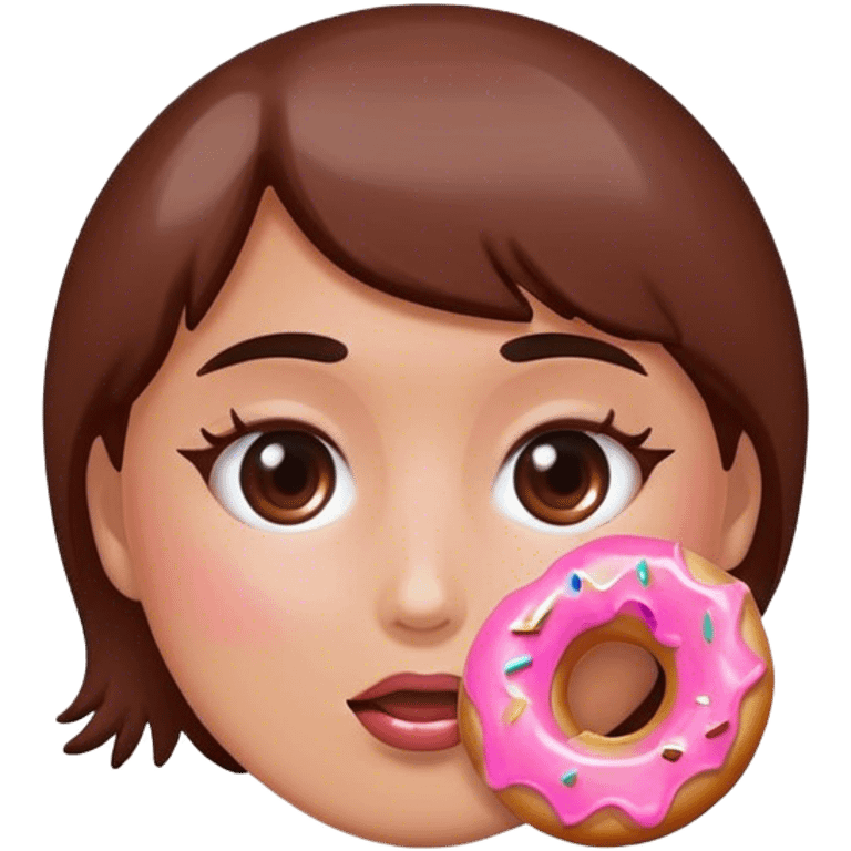 Woman’s face with glaze from donut on face  emoji