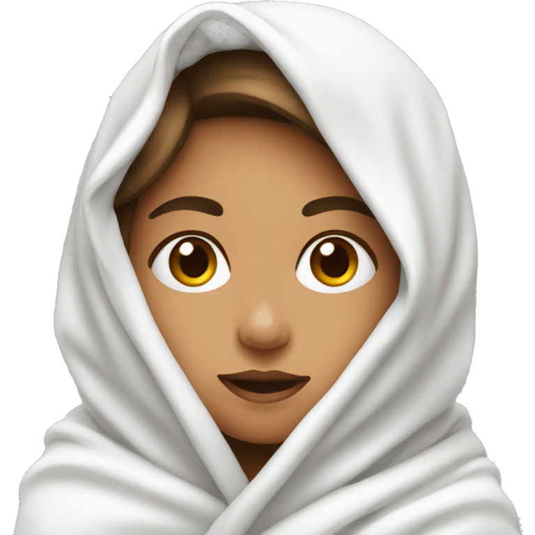 Girl with white blanket around her emoji