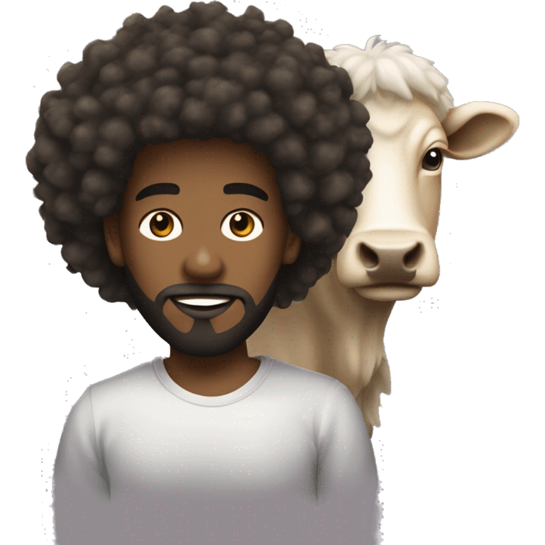 jeune homme avec un duvet et un bouc (barbe), peau mate, dégradé cheveux afro emoji