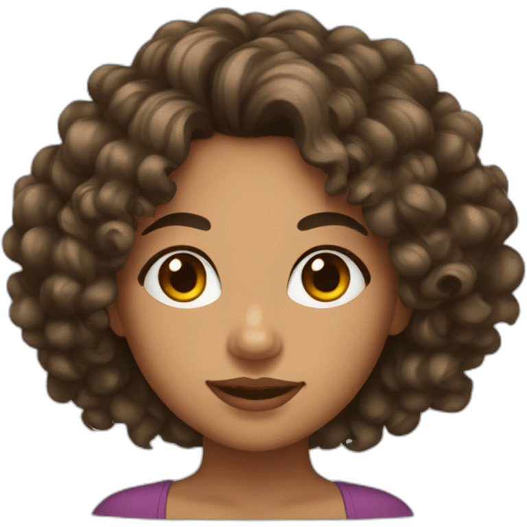 latin girl with brown eyes and curly hair emoji