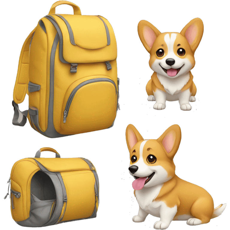 corgi inside yellow backpack emoji