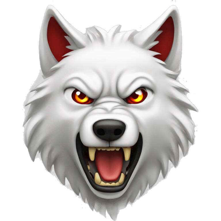 Angry white wolf with red eyes emoji