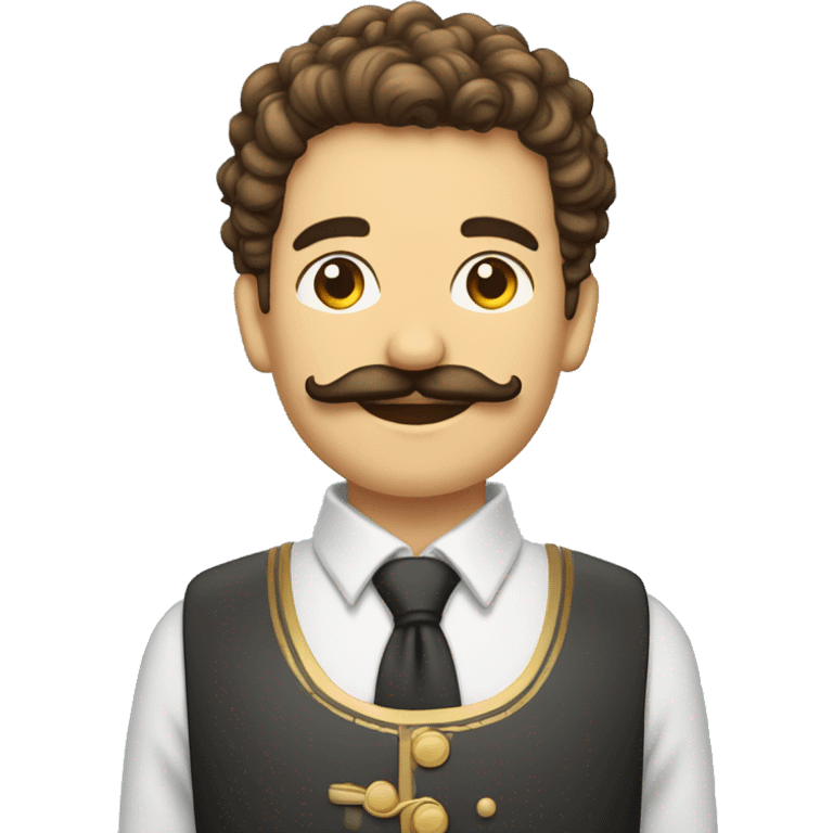 Un garçon au cheuveux bouclé (taper) et une mustache en guidon emoji