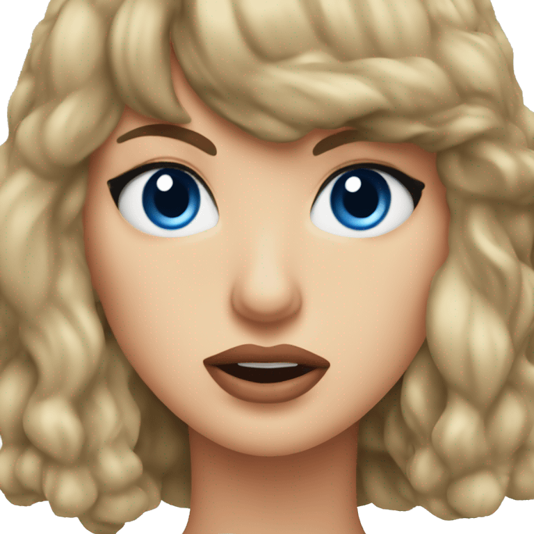 Taylor swift looking confused give her blue eyes and an angry expression emoji