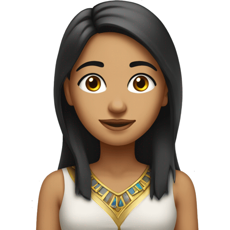 my egyptian friend maria with dark chin long hair and dark brown eyes who is a teacher and has a very friendly facial expression  emoji