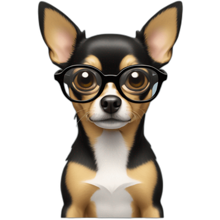 chihuahua NEGRO CON GAFAS emoji