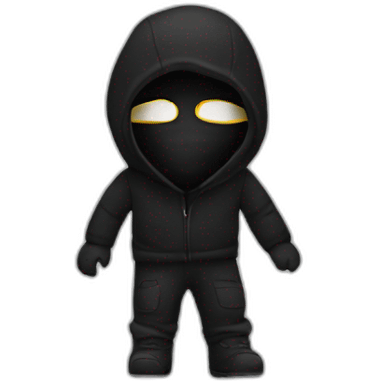 A person wearing a black mask and black clothes emoji