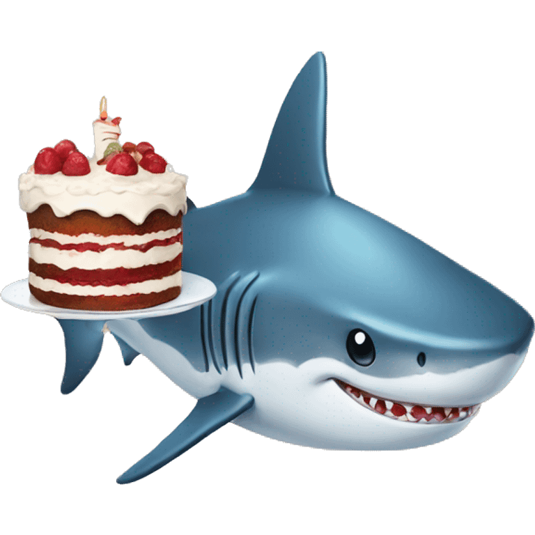 Shark with a cake  emoji