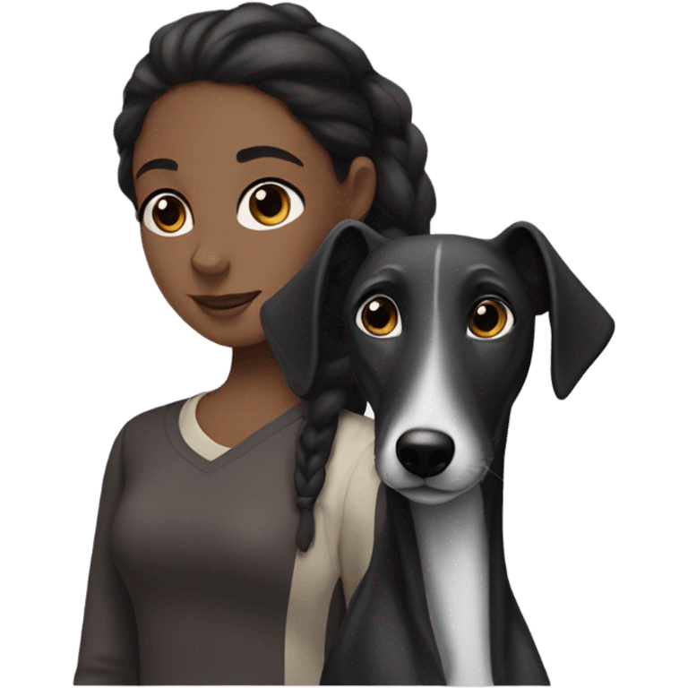 Black greyhound with dark hair girl emoji