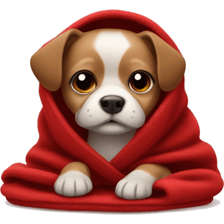 Small dog in a red blanket  emoji