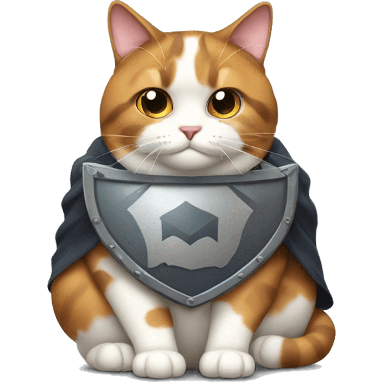 Fat calico cat with a shield  emoji