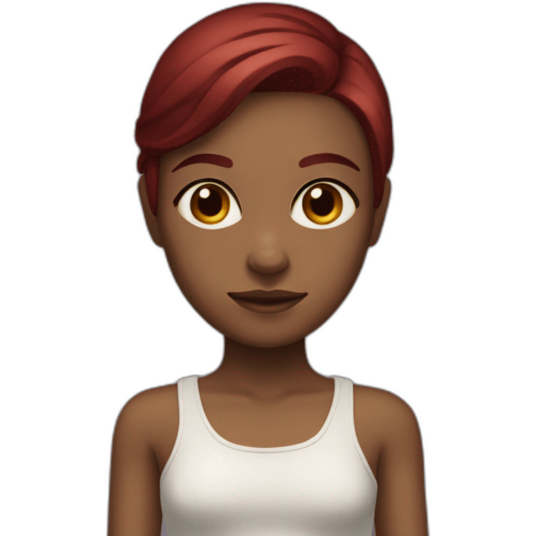 Girl bronze skin with dark red straight hair, Hanzel eyes emoji