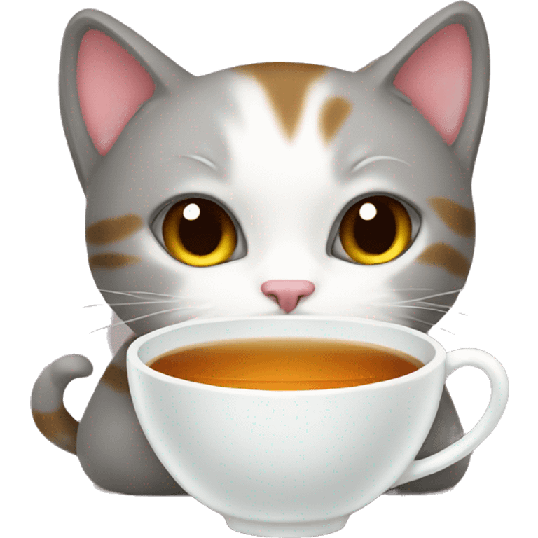 Kitty drinking tea emoji