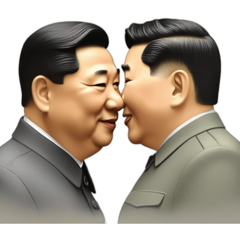 xi-jinping kissing Kim Jung Un emoji