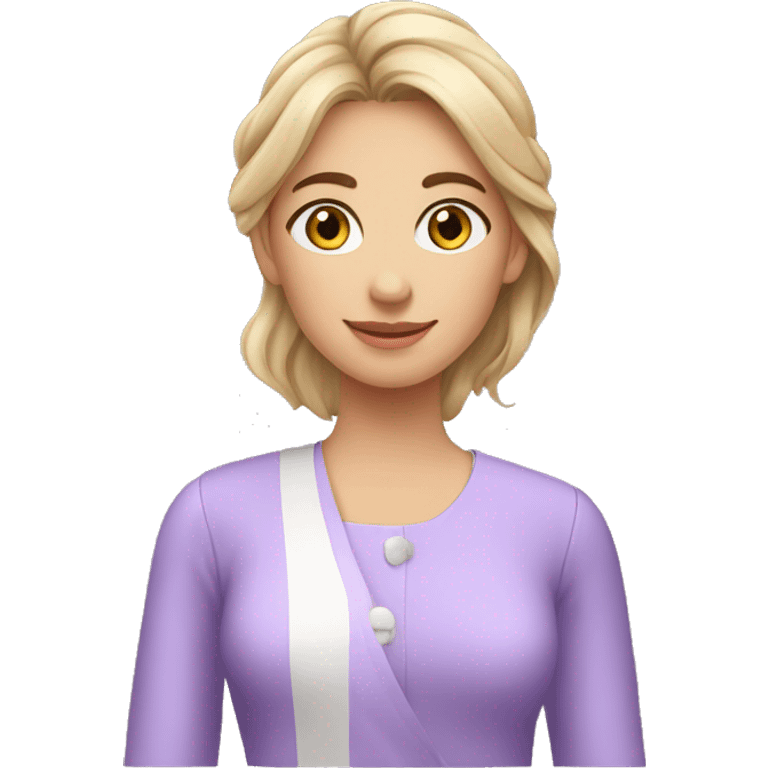 A young woman with lavender kurti white spots saying bye emoji