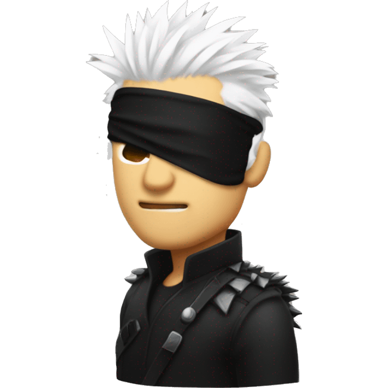 spiky white hair and a black blindfold emoji