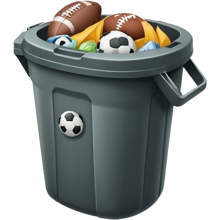 Garbage can with footbal emoji