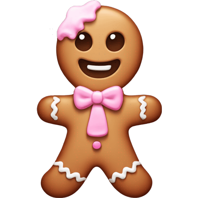 cute gingerbread man, with pastel pink frosting emoji