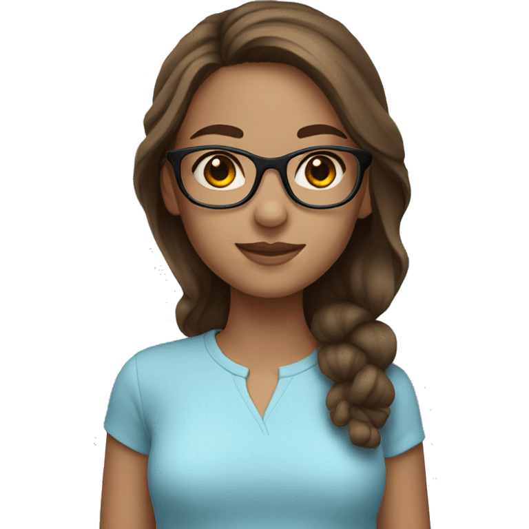 girl with light skin blue eyes glasses and brown hair emoji