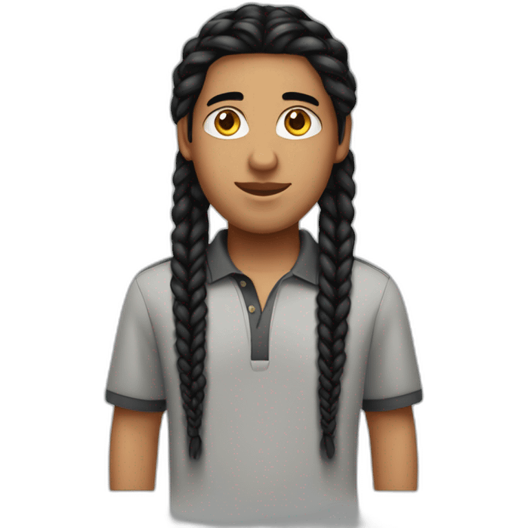 Kris pande middle eastern boy with black hairbox braids and a polo shirt emoji