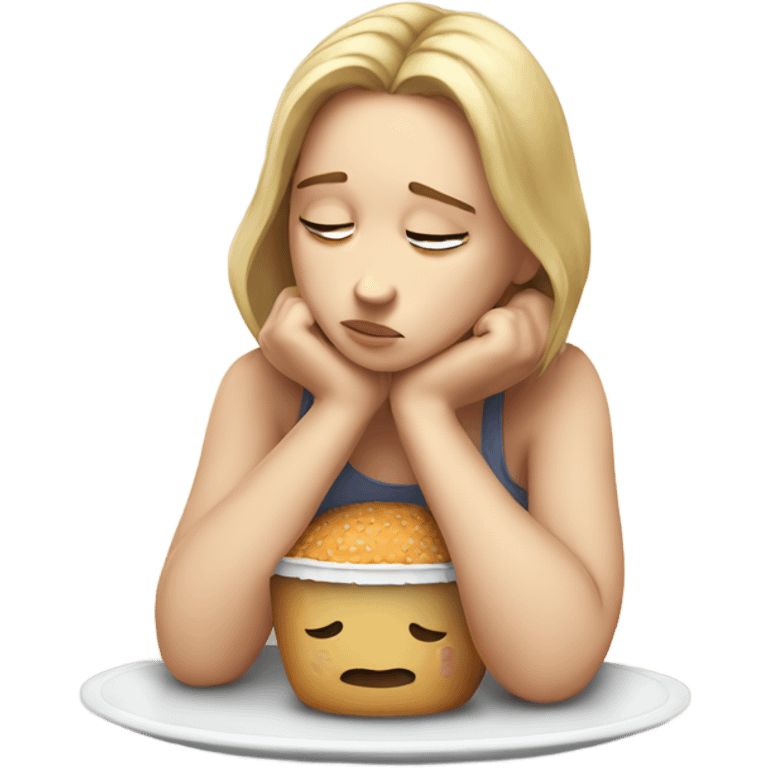 sad white girl thinking about food emoji