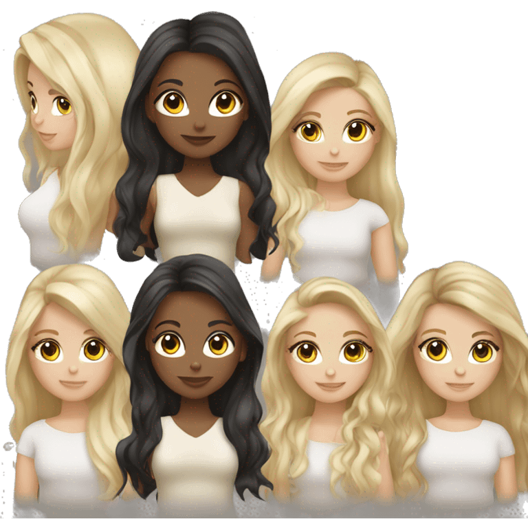 4 girls friend , blond hair, dark hair, dark hair, highlighted hair emoji