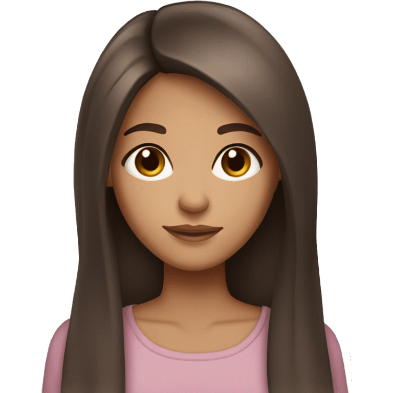 Cozy brunette girl with brown eyes and tan skin with straight hair emoji