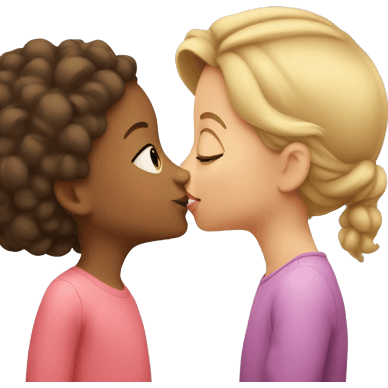 Little girl kissing her mom  emoji