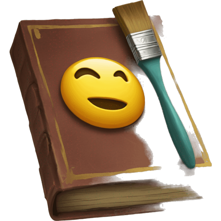 old relic of a book with a paintbrush on top of it emoji