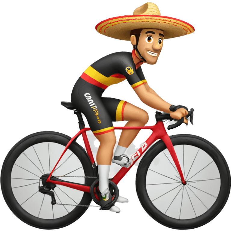 Spanish cycling Profi on his bike wearing a sombrero  emoji