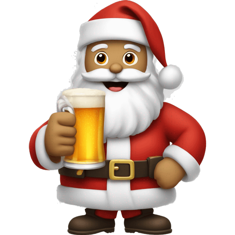 Santa holding a beer with a thumbs up  emoji