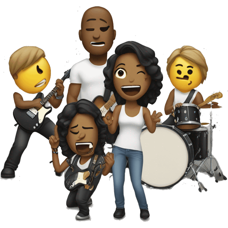 rock band preforming woman singing men emoji