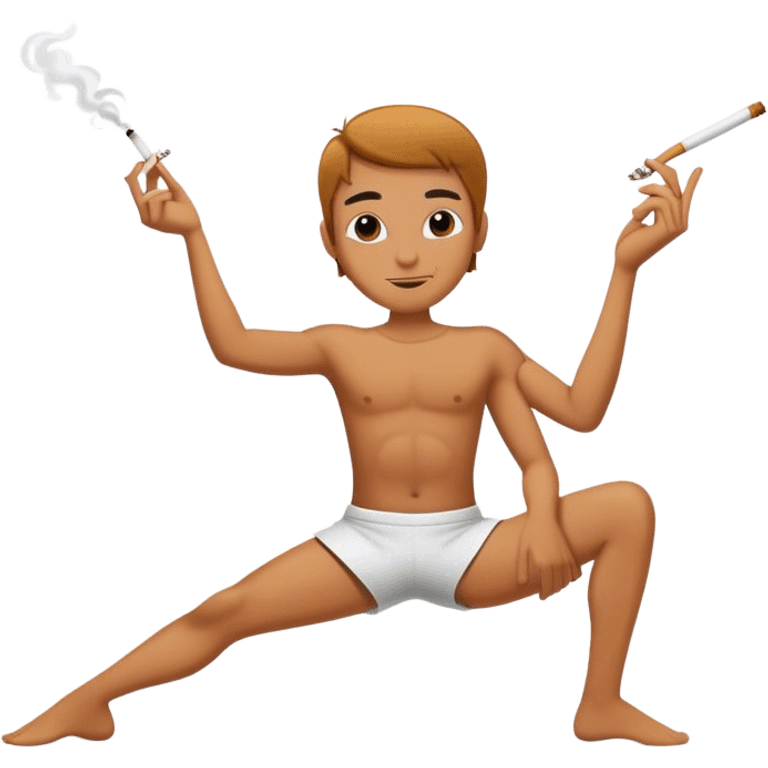 Doing splits while smoking emoji