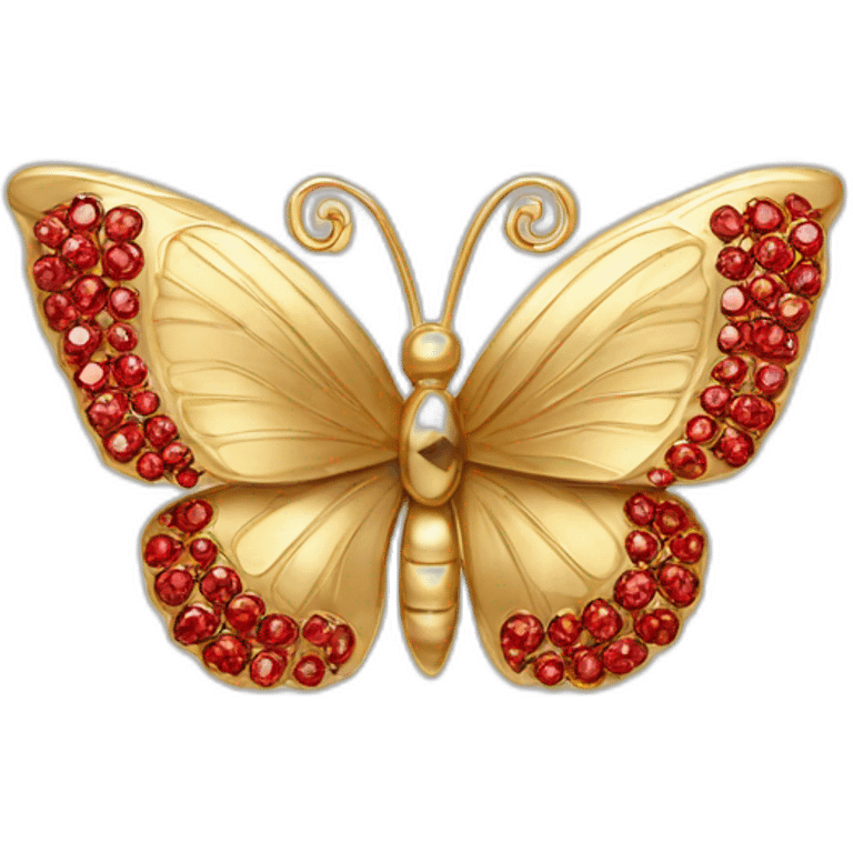 gold butterfly jewel with red heart diamonds emoji