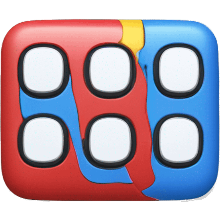 An emoji design featuring three switches. Each switch is distinctly colored: one blue, one yellow, and one red.  emoji