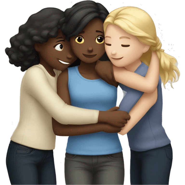 Hug three girls, one Black One, White, With Brown air and One with blond hair emoji