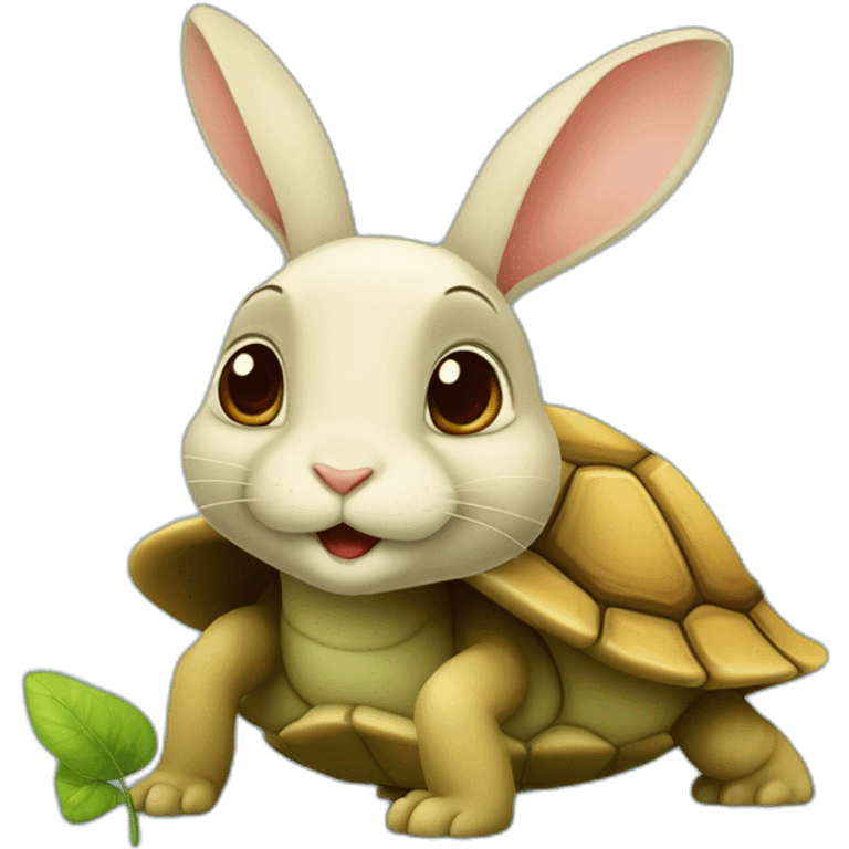 Un lapin sur une tortue emoji