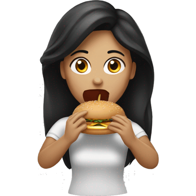 Woman with dark hair eating McDonald’s  emoji