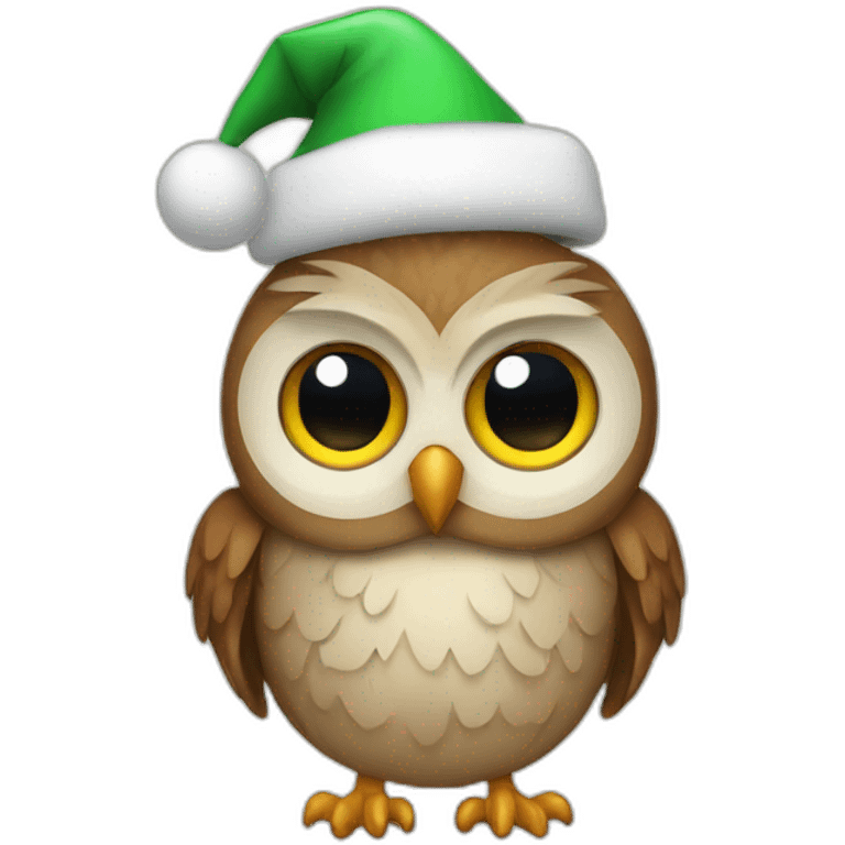 Owl with christmas hat emoji