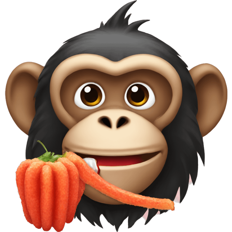 Monkey eating Hot Cheetoes emoji