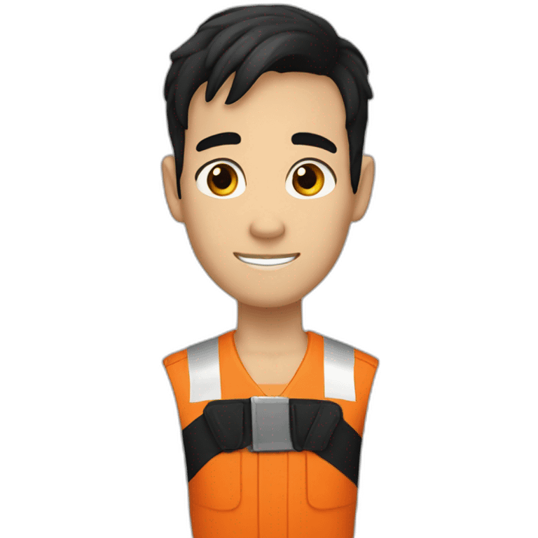 white boy with black hair in orange prisoner uniform emoji